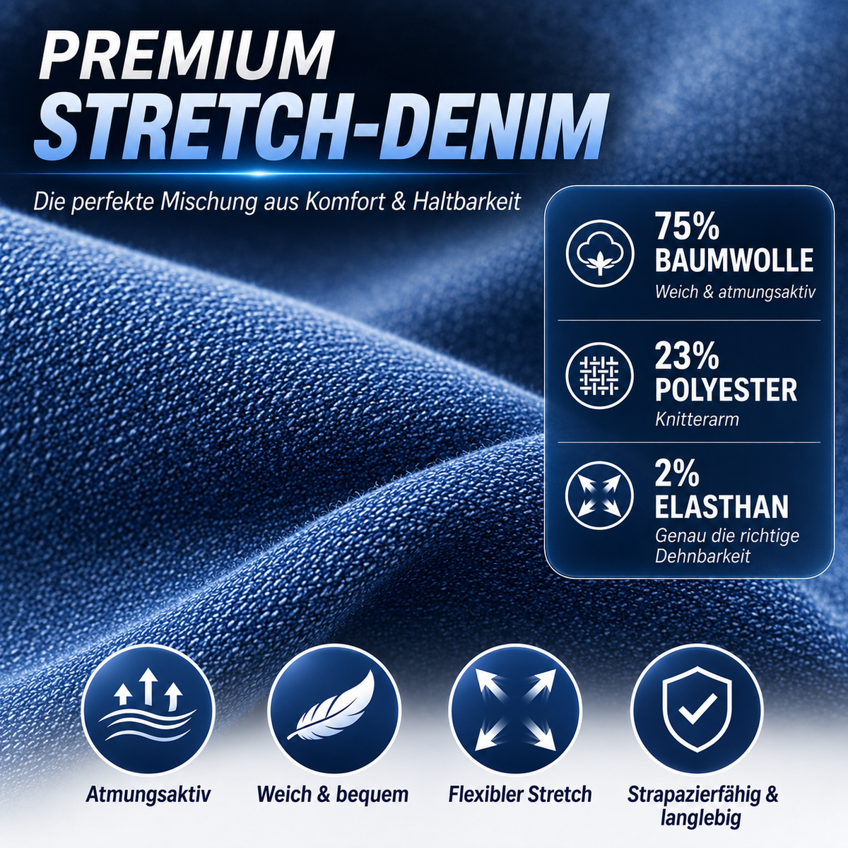 Herren Flex-Stretch Jeans – Slim Straight Fit mit 5 Taschen